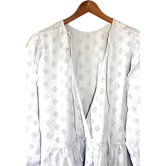 ASOS Curve Broderie Eyelet Smock with Blouson Long Sleeve and Tie Back - Size 18 - Picture 7 of 12